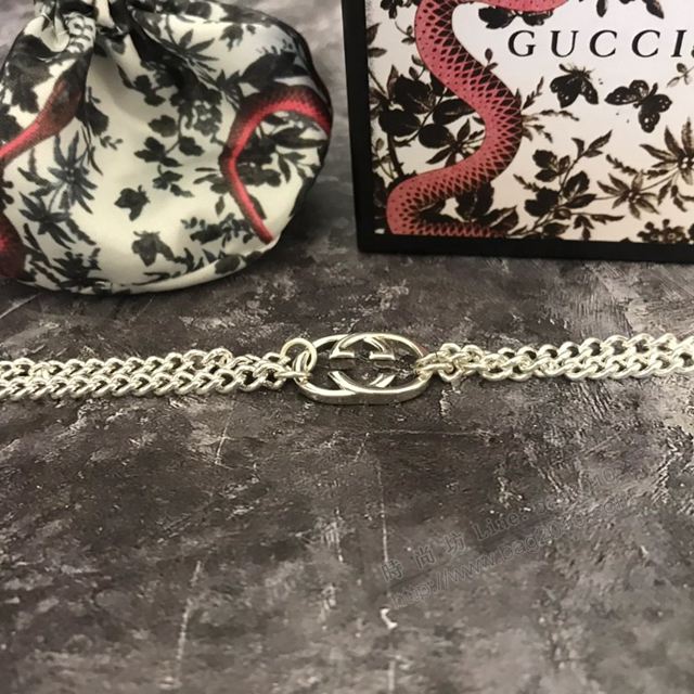 GUCCi飾品 古馳情侶款手鏈 Gucci雙層泰銀光面手鏈  zgbq1005